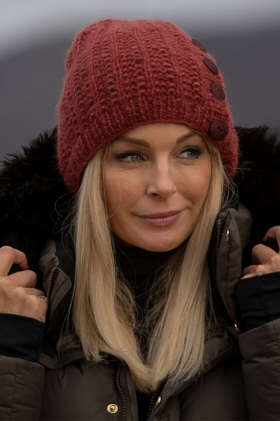 Burgunder Sørland strikket lue - Viking 2034-5c