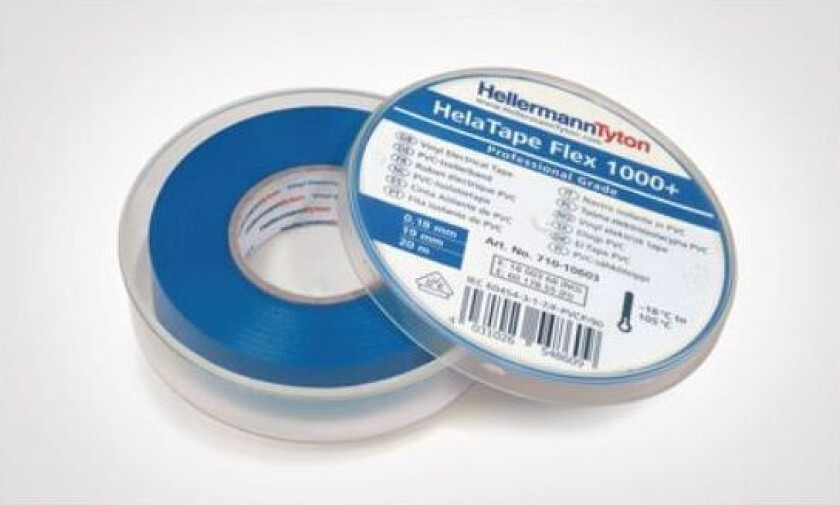 Bilde av HelaTape Flex 1000+ Elektrikerteip 19 mm x 20 m Blå