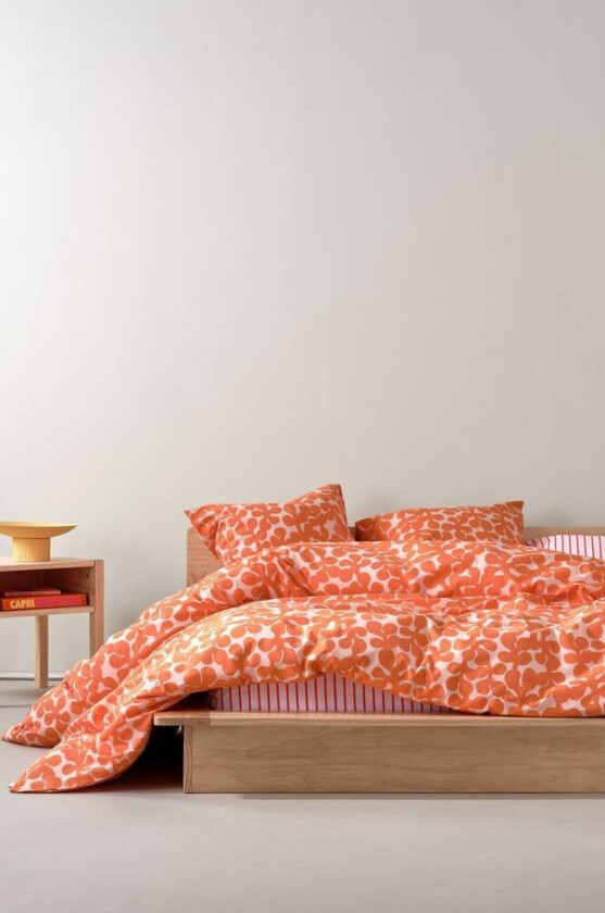 KNOTA sengesett dobbeltseng økologisk Fersken/oransje