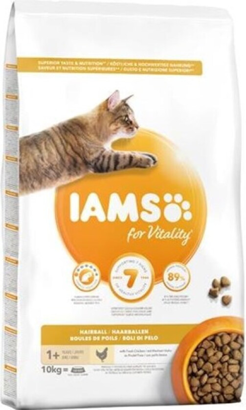 Iams for Vitality Cat Adult Hairball Chicken (10 kg)