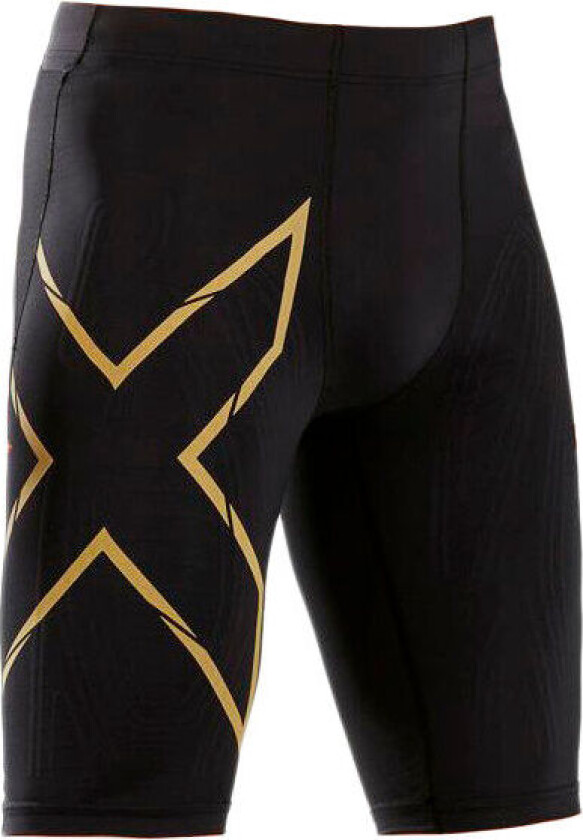 Men's MCS Run Compression Shorts Black/Gold Reflective XL, Black/Gold Reflective