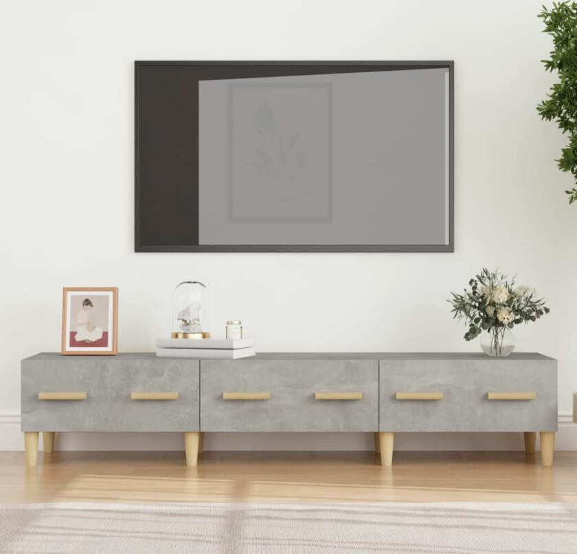 TV-benk betonggrå 150x34,5x30 cm konstruert tre