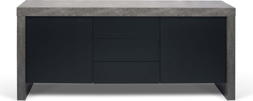TEMAHOME Kobe Skjenk - 2 dører og 3 skuffer, betonglook og sort, 188 cm