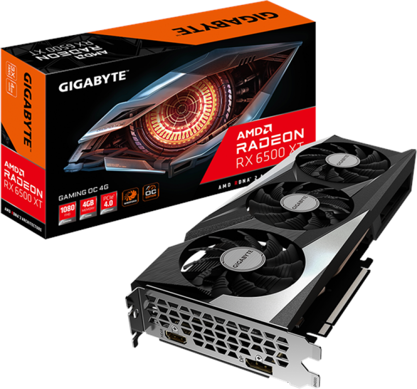 Gigabyte GeForce RX 6500 XT GAMING OC 4G - Grafikkort - Radeon RX 6500 XT - 4 GB GDDR6 - PCIe 4.0 - HDMI, DisplayPort