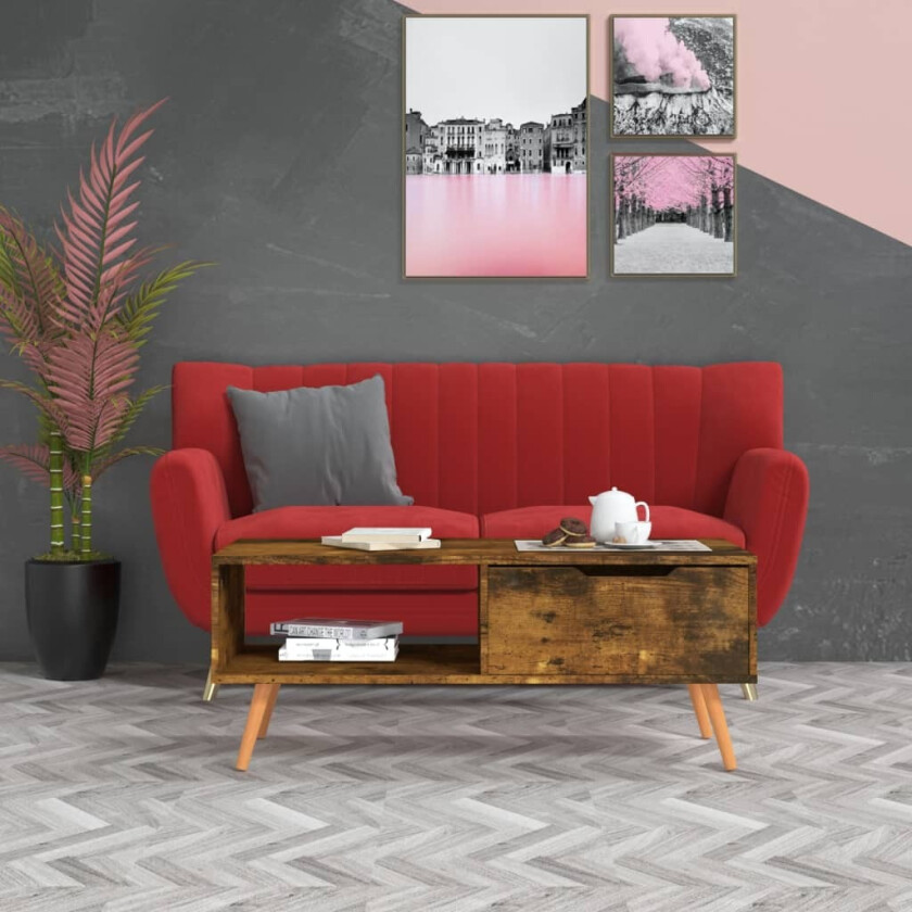 Salongbord røkt eik 100x49,5x43 cm sponplate