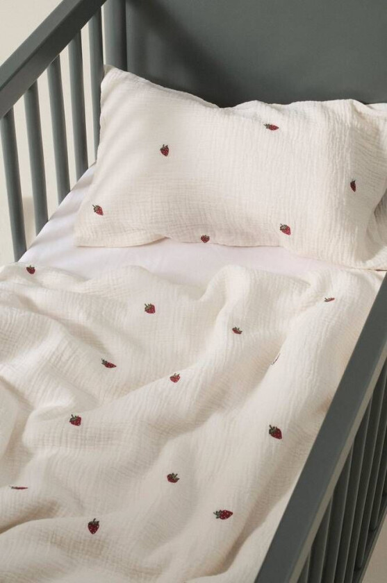 STRAWBERRY MINI sengesett sprinkelseng - økologisk Hvit/rød