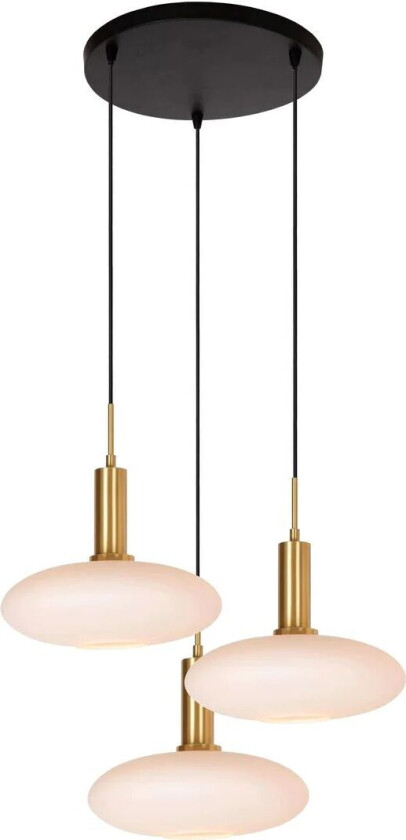 Singala rondell takpendel 3-lys - Svart/Opal/Messingfarget