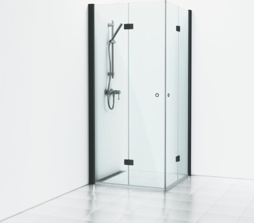 Bilde av Skoga foldehjørnedusj 70 x 100 cm, klart glass/matt sort