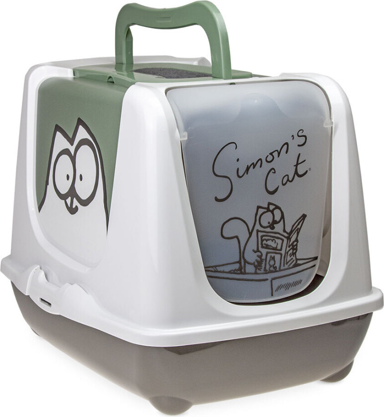 Simon's Cat kattetoalett - grå / grønn /hvit