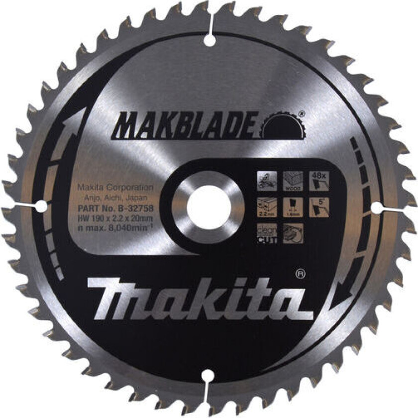 Sirkelsagblad 190x20x48t B-32758 Makblade Tre