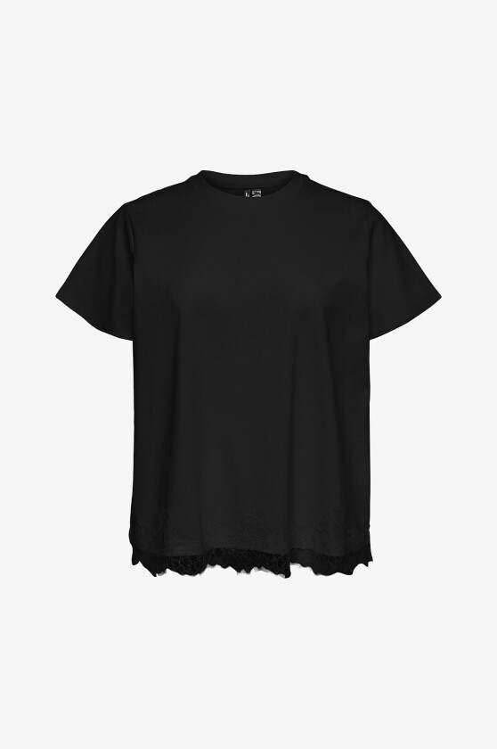 Topp Vmcsara Mette Lace Ss Jrs Cur - Svart