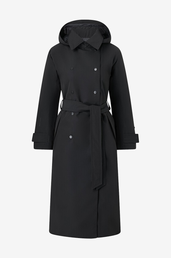 Trenchcoat W Avenue Ins Long - Svart