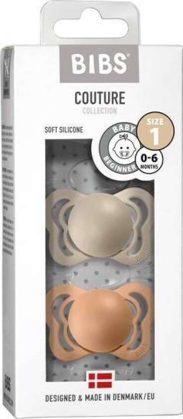 Bibs Couture Smokk 2-Pk Silicone, Vanilla/peach