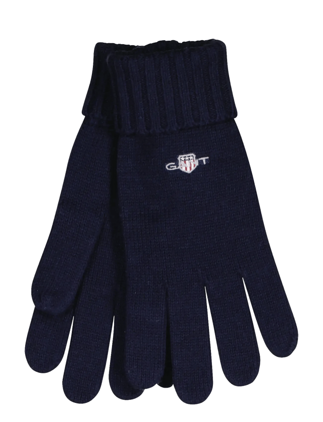 Cotton Blend Logo Gloves - MARINE - One Size