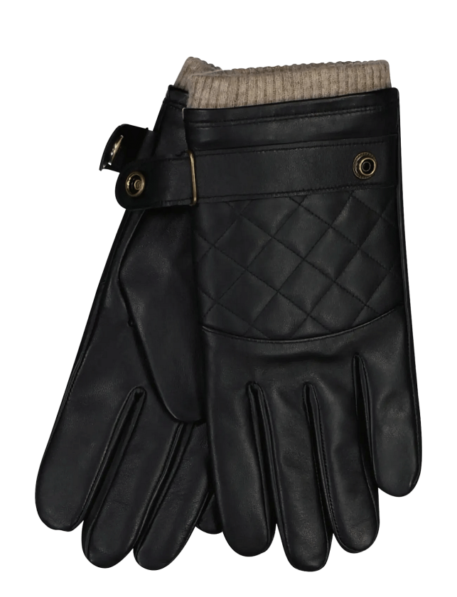 Lambskin Quilted Gloves - BLACK - XL