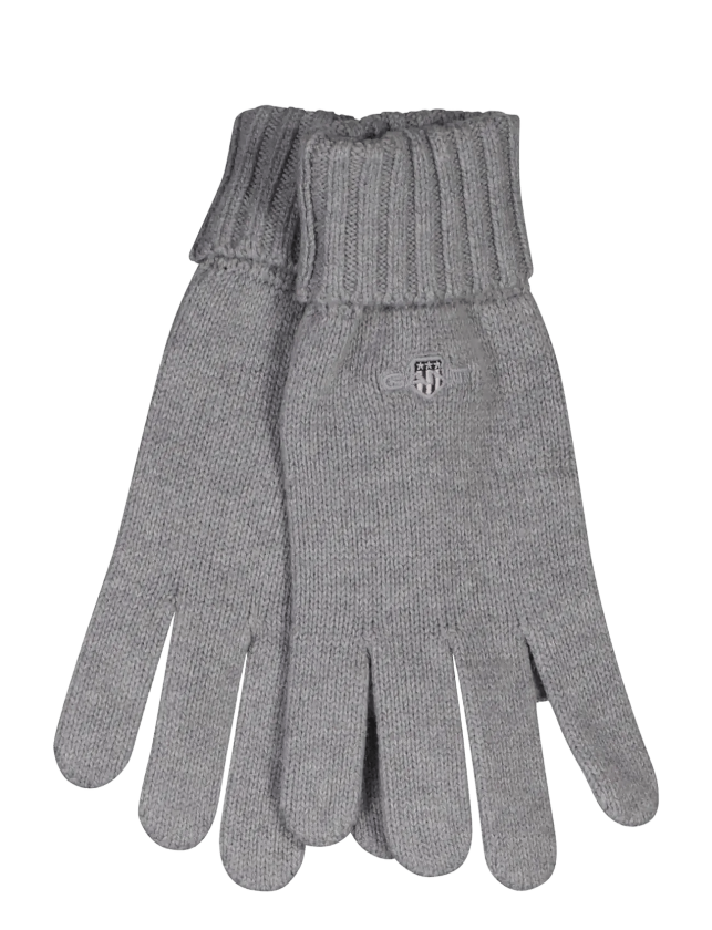 Cotton Blend Logo Gloves - GREY MELANGE - One Size