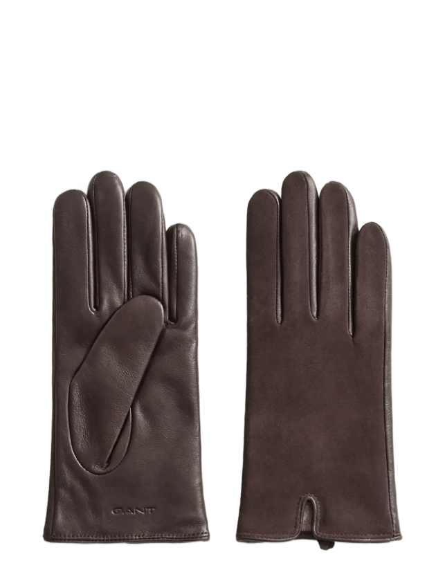 Leather Suede Gloves - DEEP BROWN - L