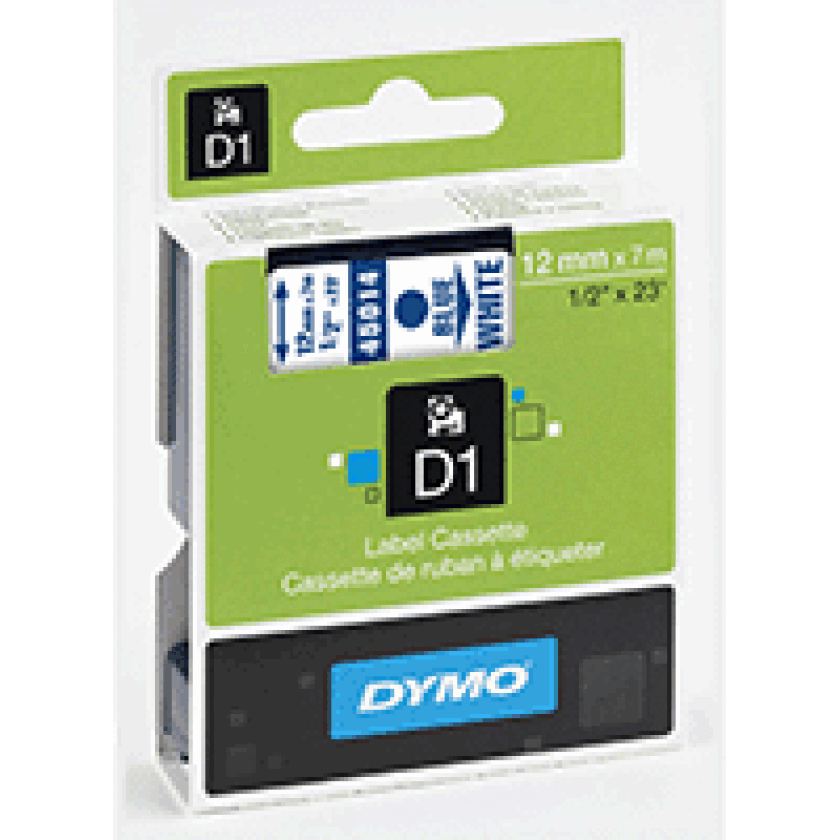 Dymo Tape D1 12mm Blå/hvit
