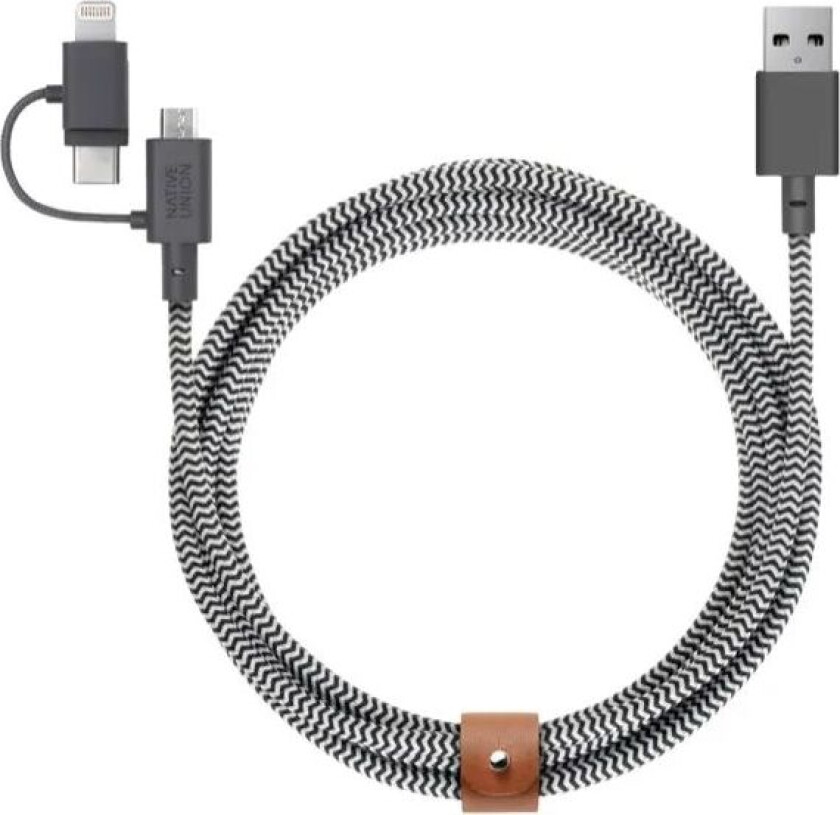 2 m Universal Belt kabel - Zebrastripet