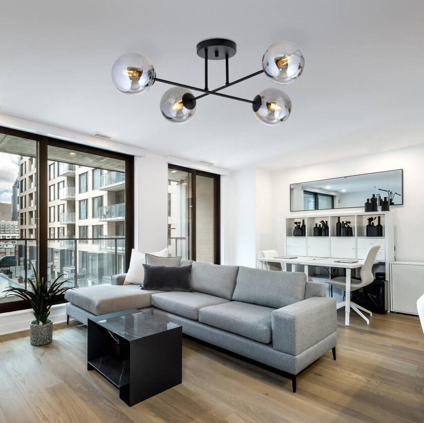 Glassy taklampe, 4-lys krysset svart/grafitt