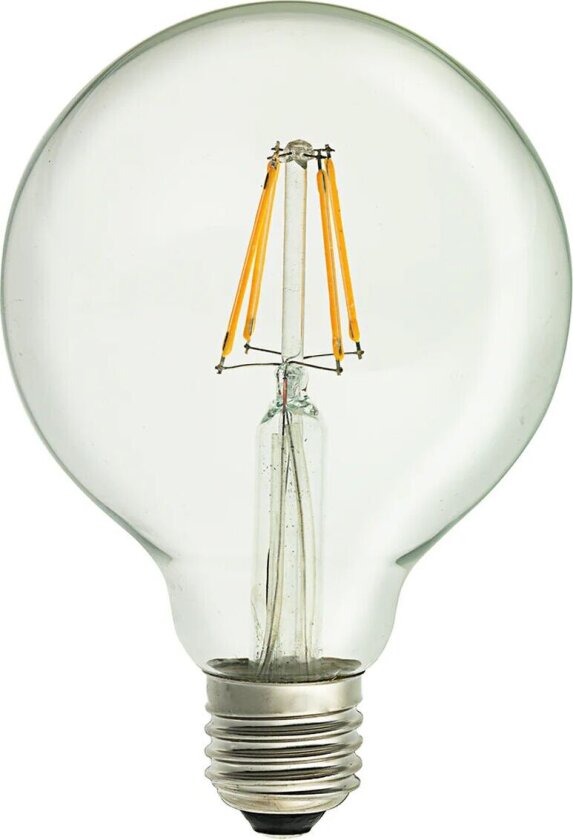 Ledpære E27 klar glob filament 8 Watt 2700 Kelvin 95 mm - Dimbar