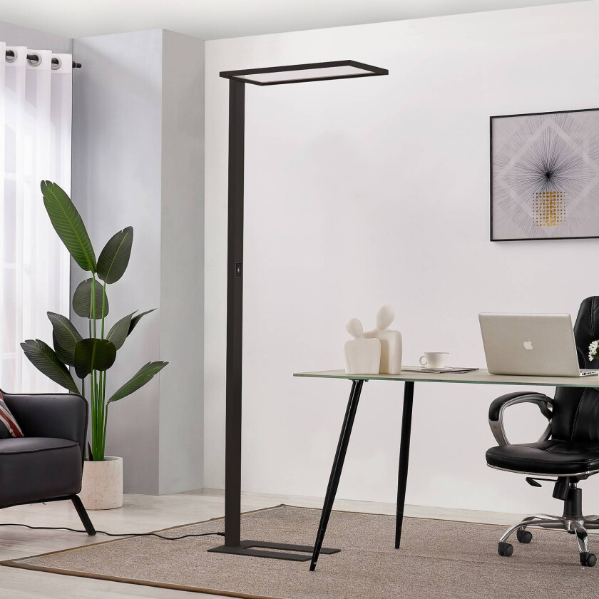 Prios Taronis LED-gulvlampe for kontor, dimmer, svart