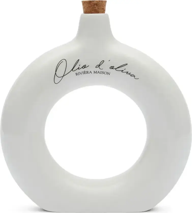 Håndlaget Eddik- og oljeflaske Olio D'Oliva Off White