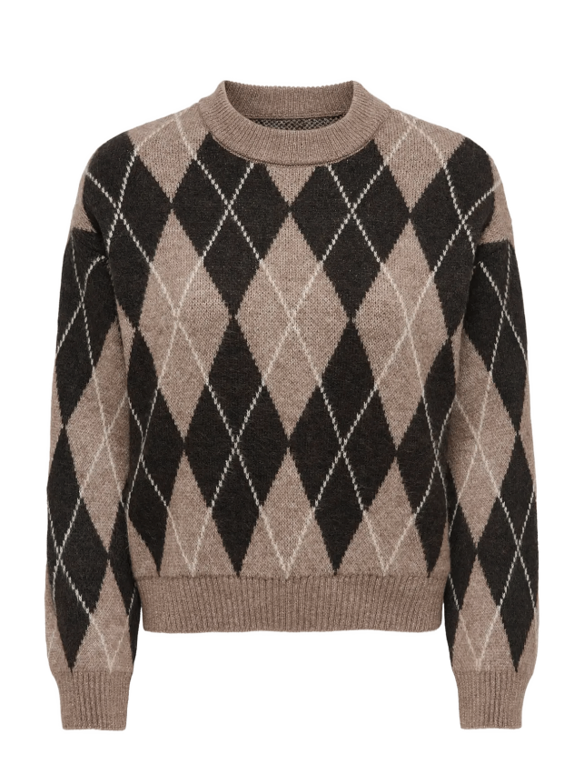 Jdybianka L/S Argyle Pullover Knt Noos - CHOCOLATE TORTE - S
