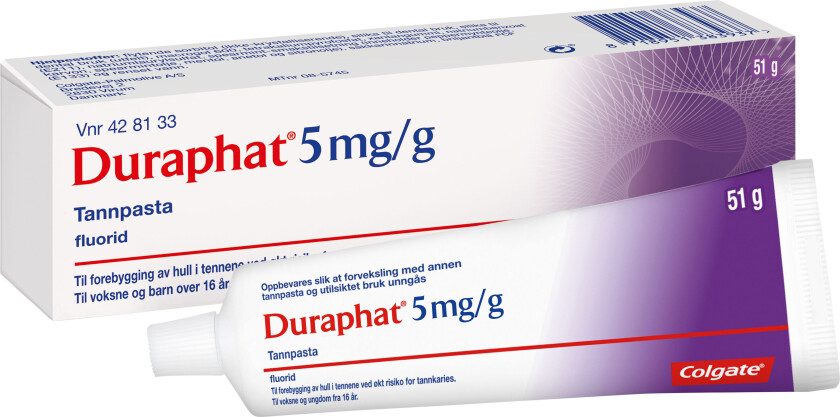 Reseptfri fluortannpasta 5 mg/g, 51 g.