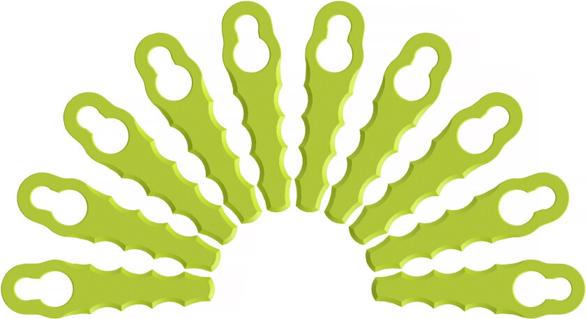 Bilde av GRESSTRIMMERHODE RAC158 Plastkniver til trimmer - 10stk. Eliminerer trimmertråd-bytte. Festeløsning med dobbeltroterende-kniver. Passer gresstrimmerne (RLT4125, RLT5127, RLT6130).