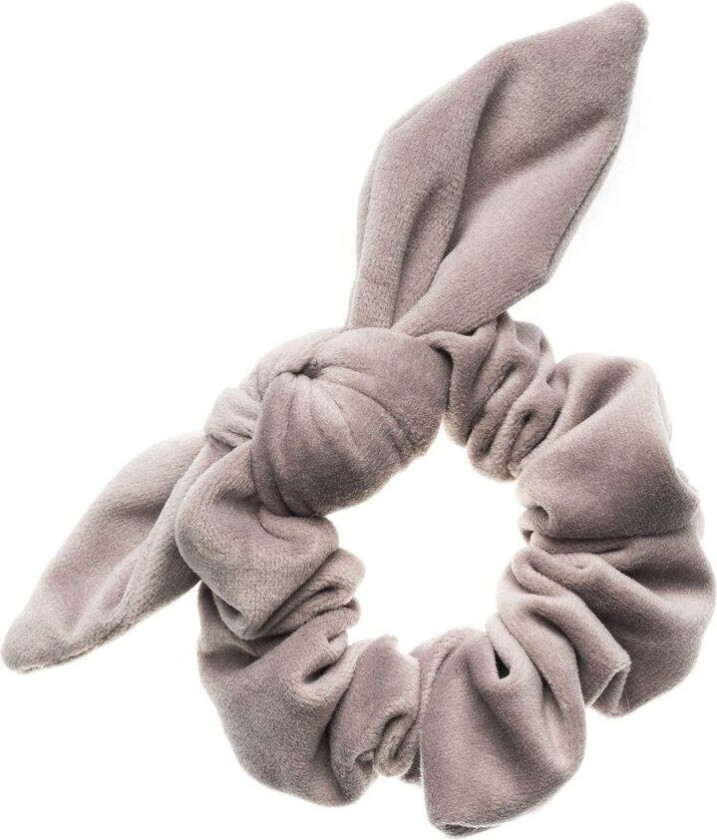 DARK Velvet Scrunchie With Bow Elephant Grey