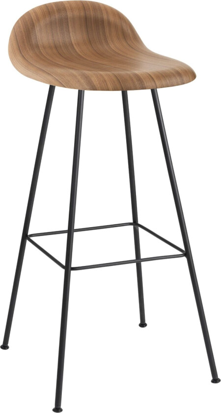 3d Bar Stool, Unupholstered, Center Base, Top - Walnut