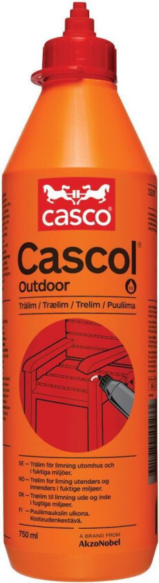 Trelim Cascol outdoor Et sterkt og fuktbestandig trelim til bruk utendørs. Limet gir en hard fargeløs fuge.