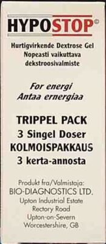 Hurtigvirkende dextrosegel, 3 x 25 gram