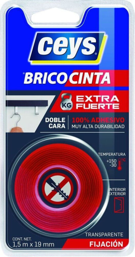 Dobbeltsidig Tape Ceys 1,5 m Gjennomsiktig
