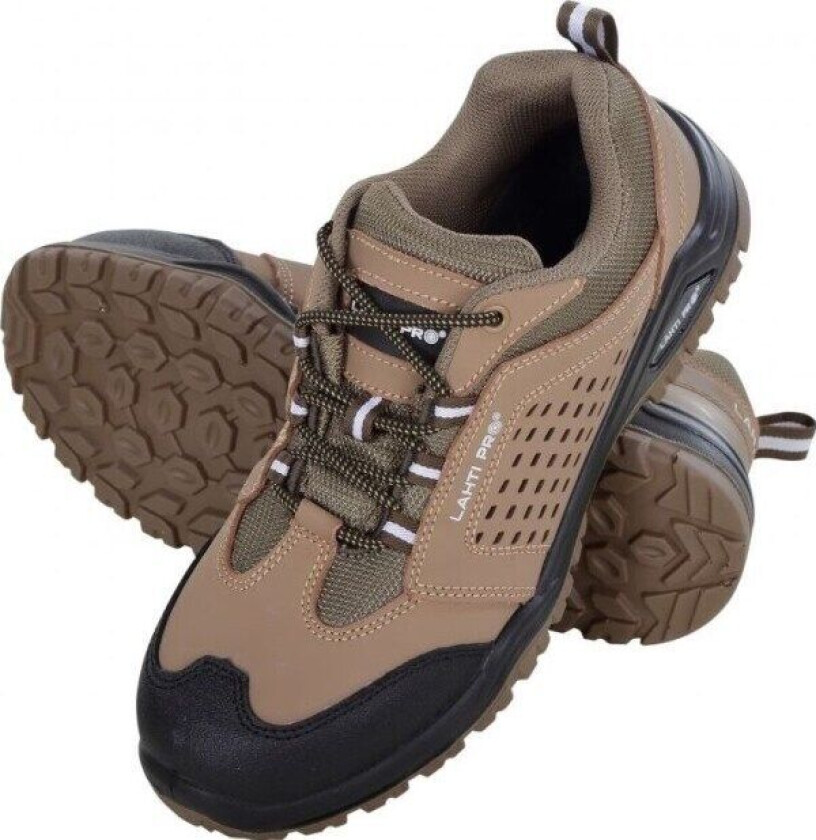 Lahti Pro NUBUCK SHOES WITH BEIGE-BLACK HOLES, S1 SRA, "46", CE, LAHTI