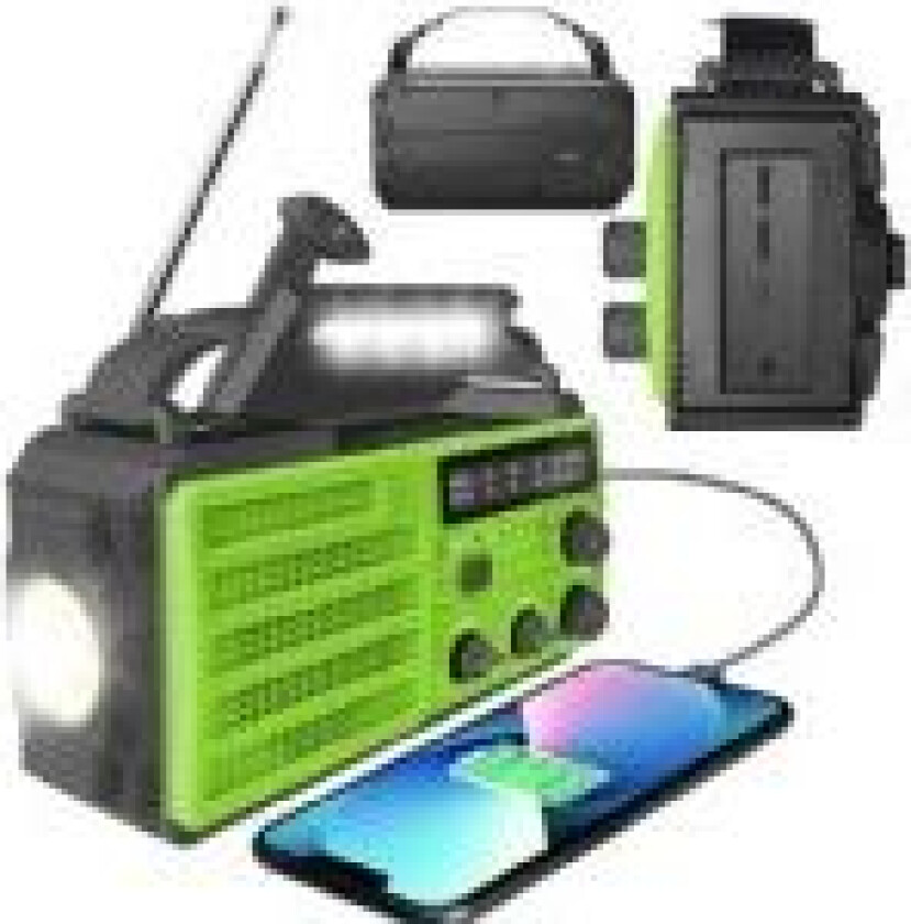 Radio MOZOS MD-091 FM/AM radio bærbar solcellebatteri strømbank