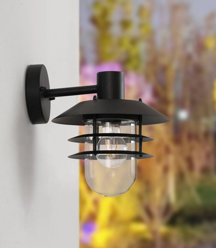 Meliora utendørs vegglampe, svart, IP44