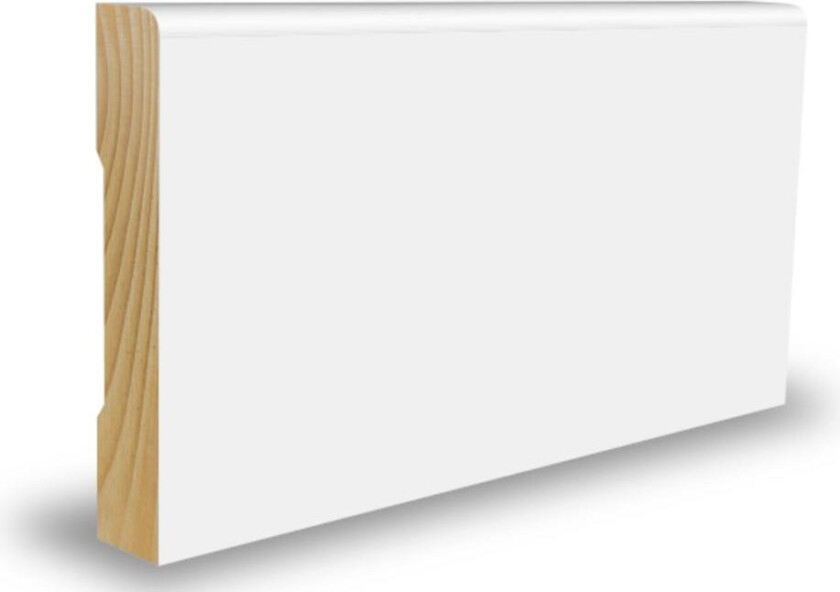Bilde av Gulvlist furu rund hvit bomull S0502-Y 12x58x4400 mm