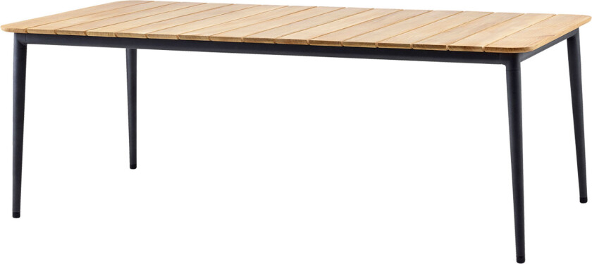 Cane-Line Core Matbord, 210x90, Lava Grey,Bordsskiva: Teak, Stomme: Aluminium