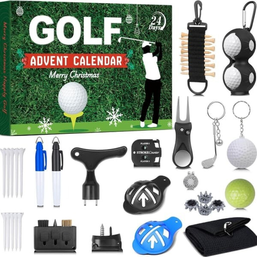 Bilde av Adventskalender Golf 2025 Julekalender 24 dager Golfgaver med golfballer, pegger og markører