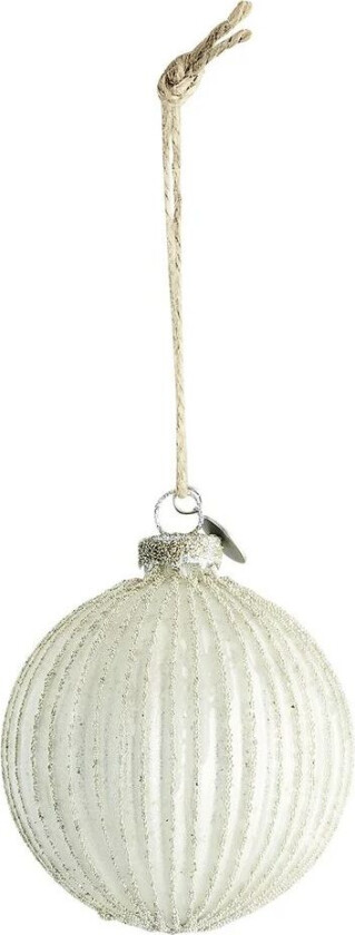 Norille julekule Ø8 cm Antique white-sølv