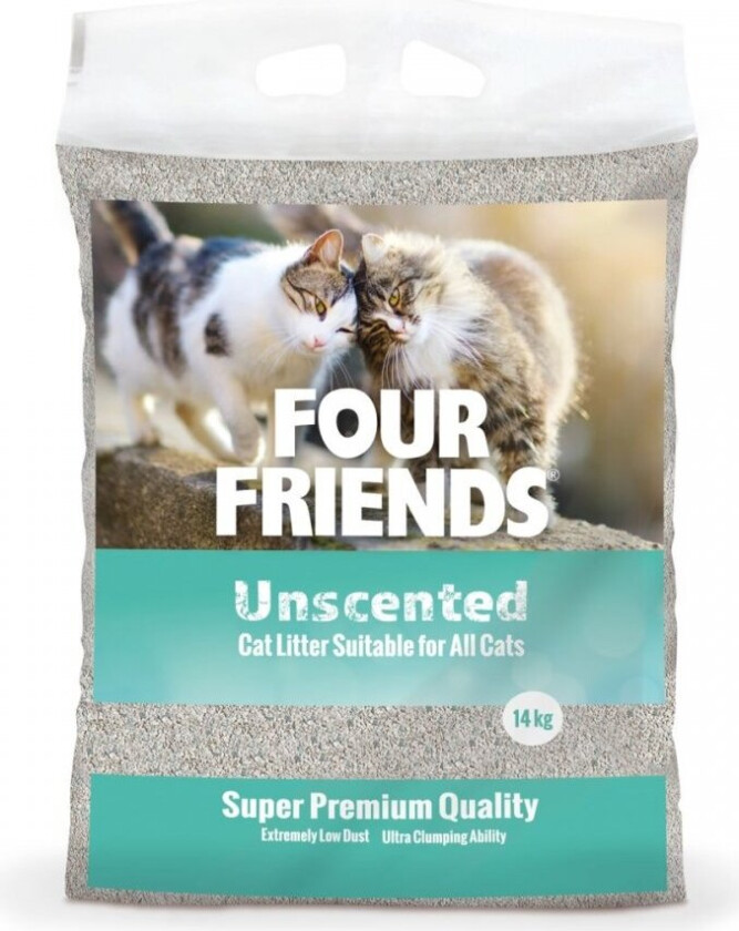 FourFriends Uparfymert Kattesand 14 kg