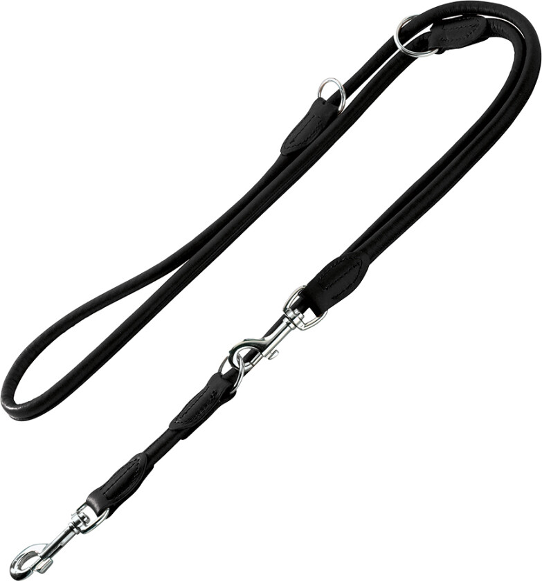 Round & Soft hundebånd, svart - 200 cm, Ø 10 mm