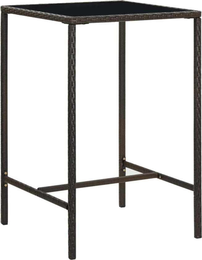 Hagebarbord brun 70x70x110 cm polyrotting og glass