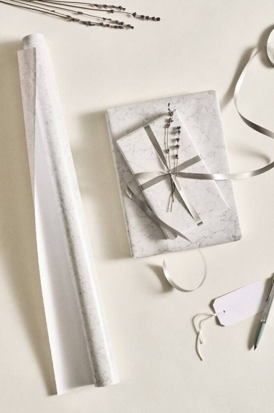 Bilde av LUXLEY gavepapir - lengde 10 meter Hvit/grå