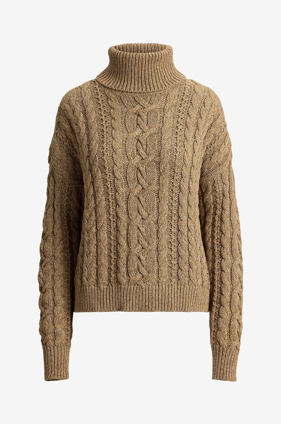 Polohals Combed Cotton-Sweater-Pullover - Brun