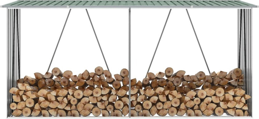 Bilde av Vedskjul galvanisert stål 330x84x152 cm grønn