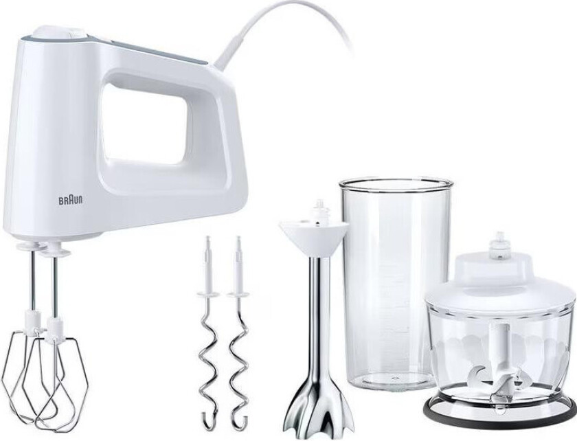 MultiMix 3 HM 3137 WH, Håndmikser, Hvit, Miksing, 1,25 m, 0,5 l, Rustfritt stål