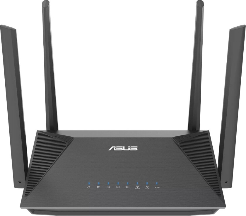 Asus RT-AX52 AX1800 AiMesh, Wi-Fi 6 (802.11ax), Dobbelbånd (2.4 GHz / 5 GHz), Ethernet/bredbåndsforbindelse, Sort, Frittstående router